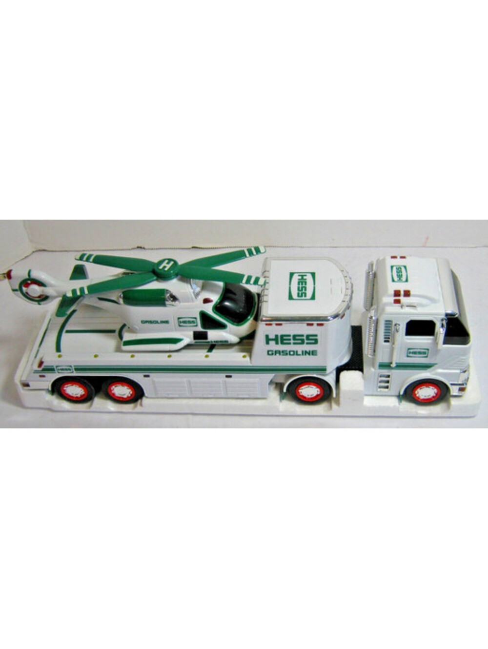 06 Hess Gas & Oil Real Head & Taillights Toy Truck & Helicopter w/Box (UNTESTED)